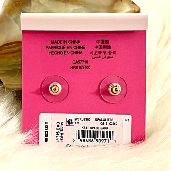 NWT Kate Spade Glitter Opal Stud Earrings Gold hardware - Picture 3 of 4